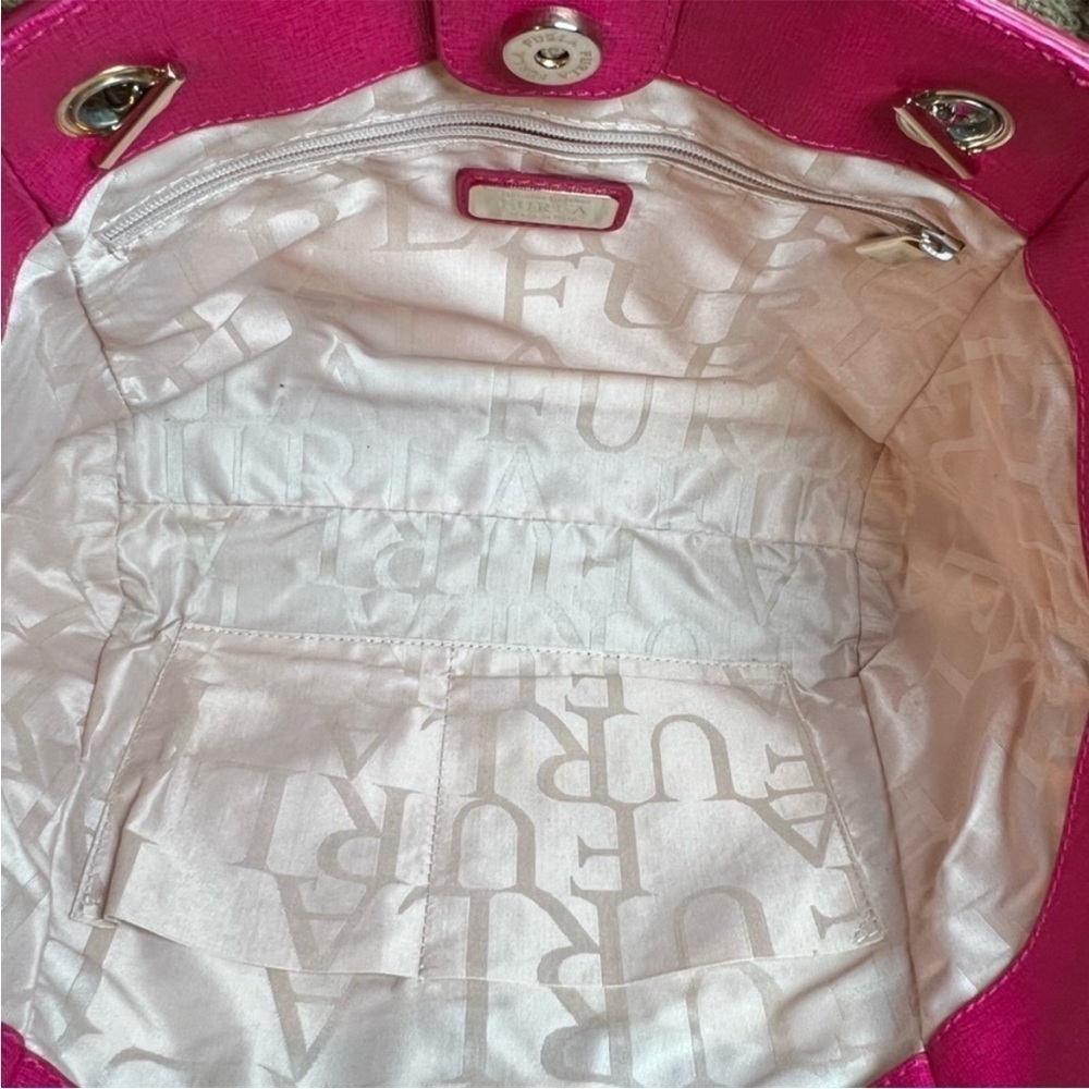 Furla Julia Tote Shoulder Bag with Matching Zip Pouch in Barbie Pink Leather EUC - Picture 14 of 16